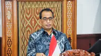 Menteri Perhubungan Budi Karya Sumadi dalam dialog publik secara virtual dengan tema Pelabuhan Patimban dan Geliat Ekonomi Nasional pada Jumat (20/11).