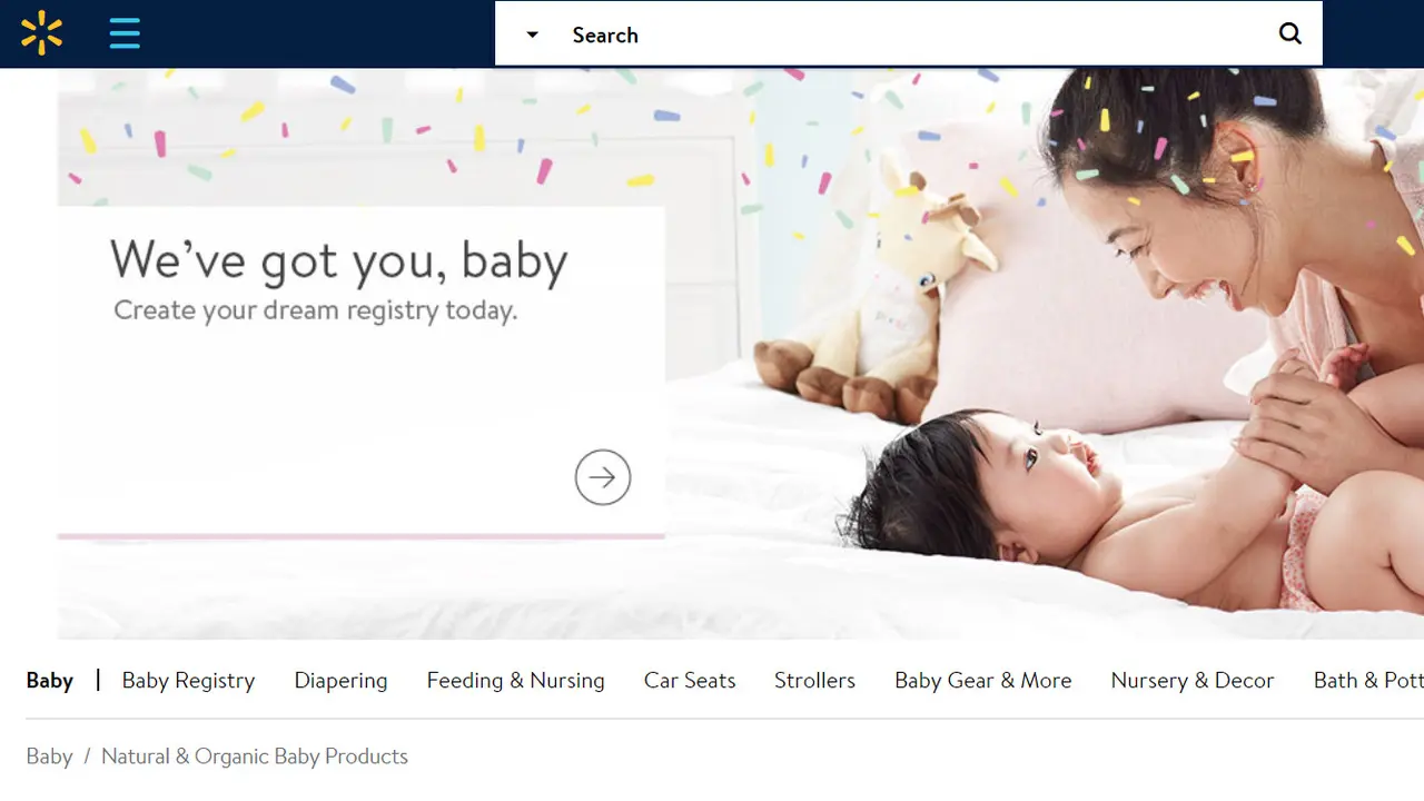 Perlengkapan bayi di situs Walmart