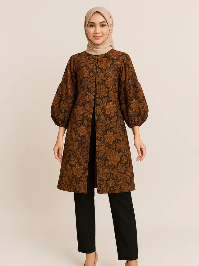 Model Tunik Batik Belah Panjang yang Lagi Tren