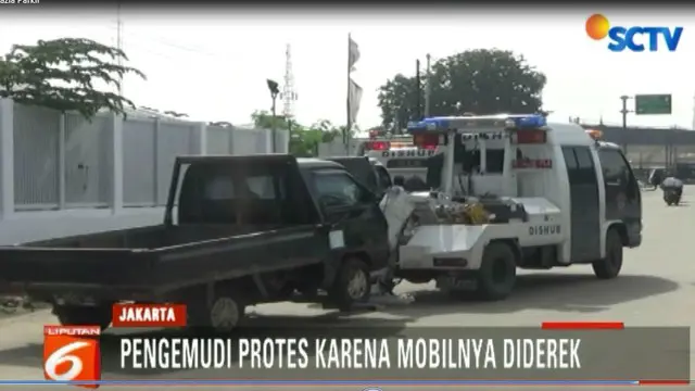 Razia Parkir Liar di Kemayoran, Mobil Bak Terbuka Diciduk Dishub