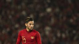 Gelandang Timnas Indonesia, Stefano Lilipaly, saat melawan Malaysia pada laga Kualifikasi Piala Dunia 2022 di SUGBK, Jakarta, Kamis (5/9). Indonesia kalah 2-3 dari Malaysia. (Bola.com/Vitalis Yogi Trisna)