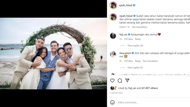 Unggahan Haji Faisal mengenang setahun kepergian Bibi Andriansyah dan Vanessa Angel (https://www.instagram.com/p/CkepN7kyUGM/)