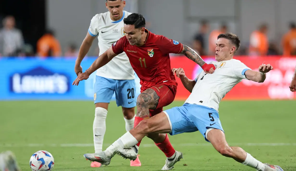 Uruguay memimpin klasemen grup C Copa America 2024 dengan raihan enam poin. (CHARLY TRIBALLEAU/AFP)