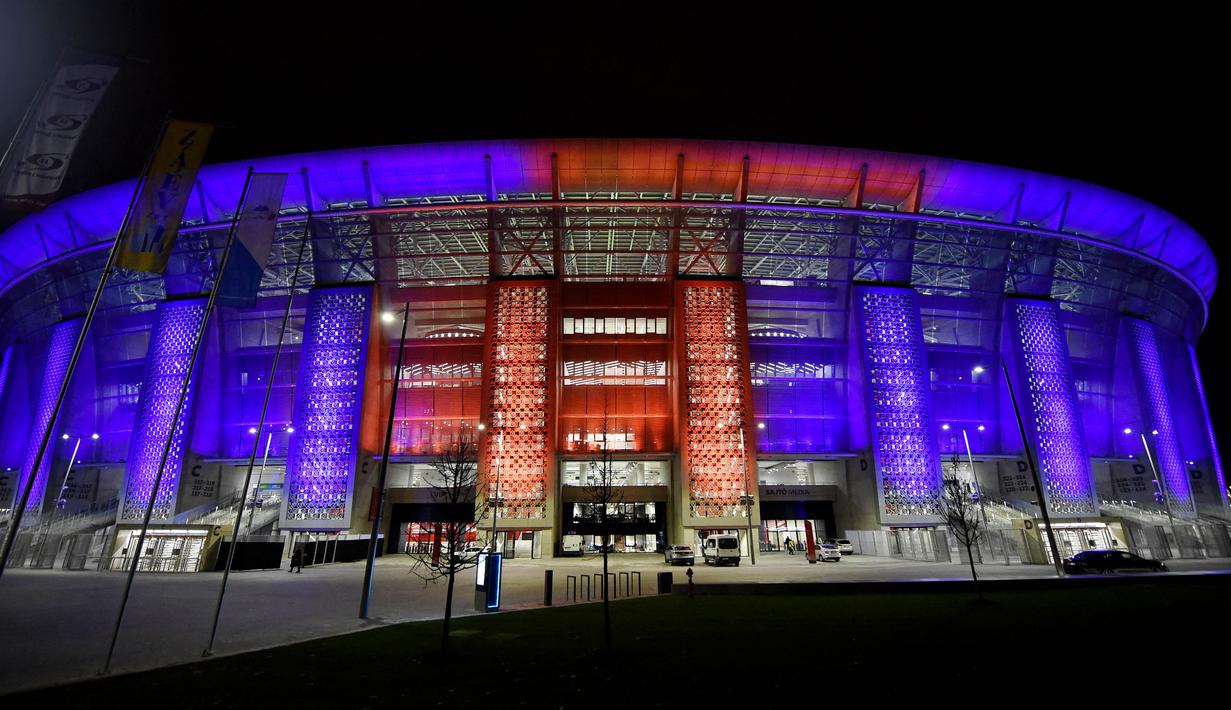 Puskas Arena di Budapest, Hungaria, akan menjadi stadion penyelenggara Piala Eropa 2020. (AFP/Attila Kisbenedek)
