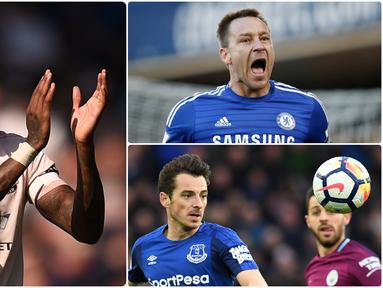 Ashley Young tercatat menjadi salah satu pemain bek yang produktif dalam mencetak gol saat bersama Manchester United di kompetisi Premier League. Berikut Ashley Young dan bek paling produktif mencetak gol di Premier League. (kolase foto AFP)