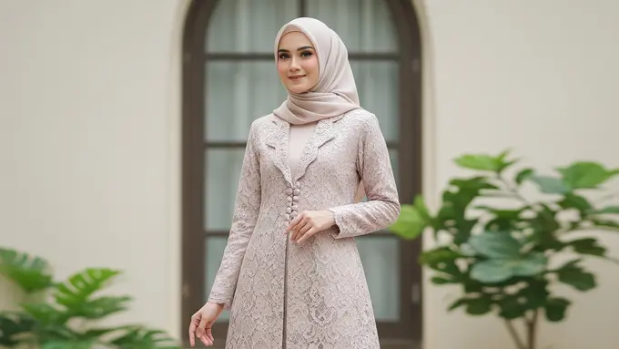 Model Gamis Brokat Blazer Panjang