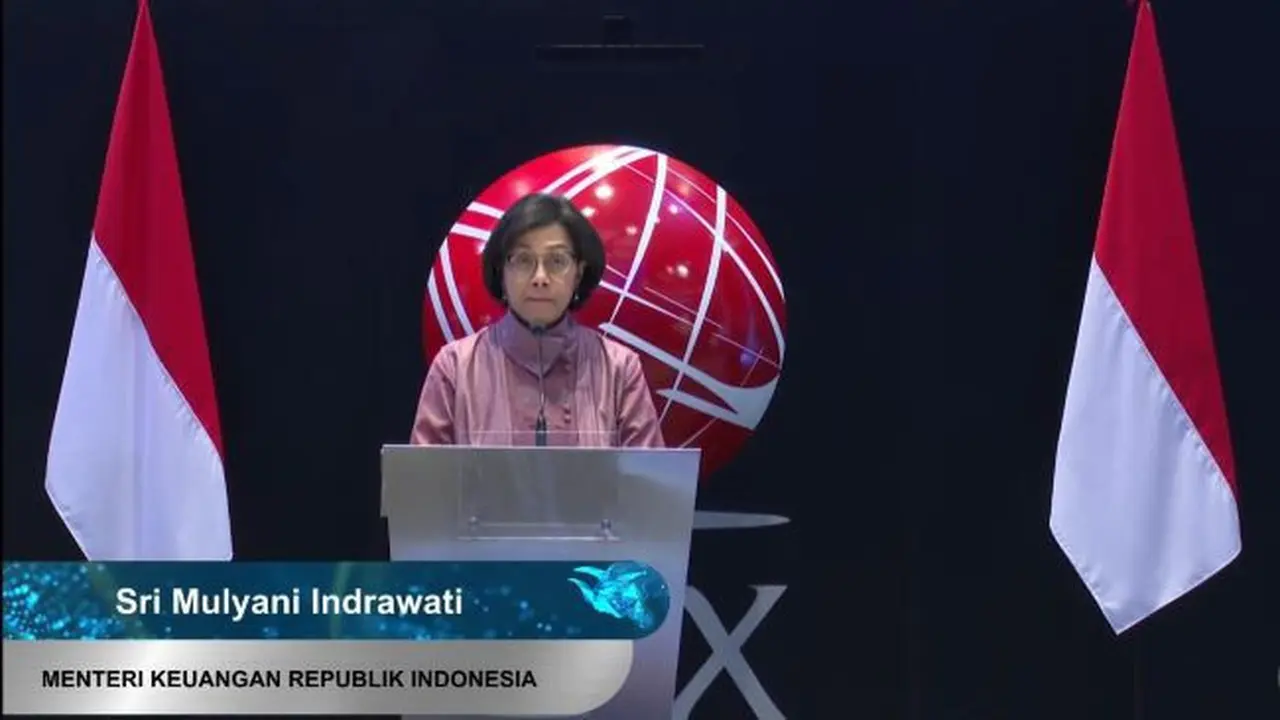 Menteri Keuangan Sri Mulyani saat pembukaan perdagangan perdana 2023, Senin (2/1/2023). (Foto: tangkapan layar/Elga N)