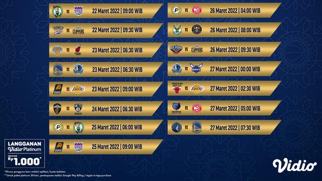 Jadwal dan Live Streaming NBA 2022/2023 Week 24 di Vidio, 5-10 April 2023