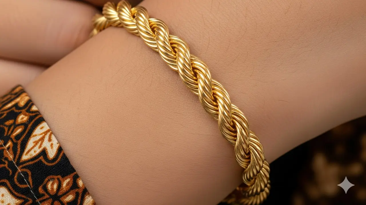 Gelang dengan Tekstur Kabel Lilit