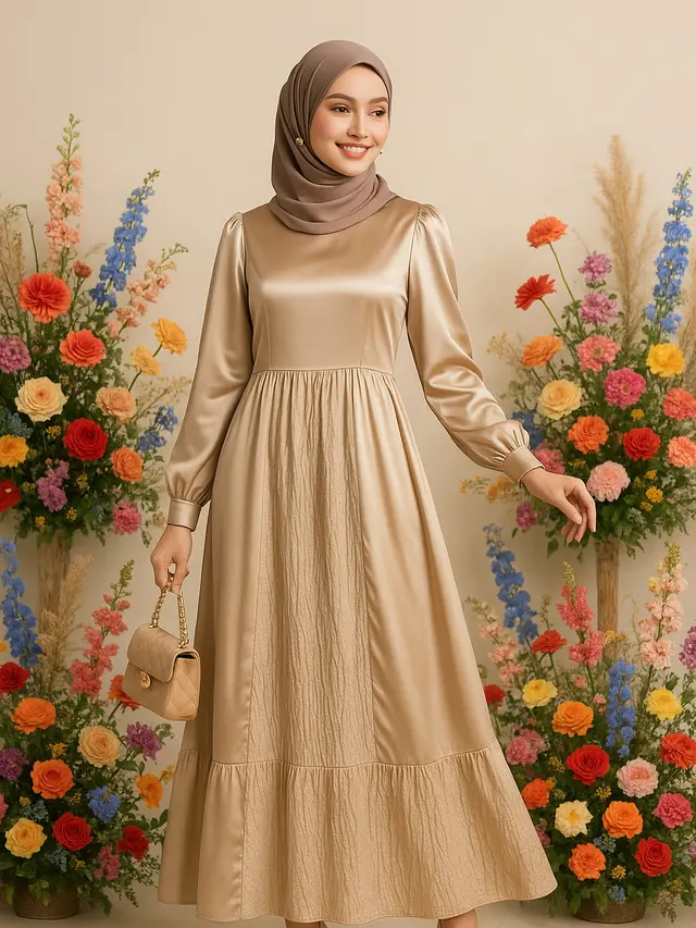 Model Gamis Satin yang Enggak Gampang Kusut