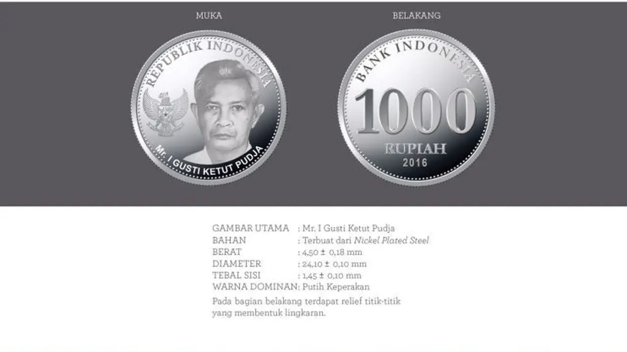 Uang rupiah baru pecahan Rp 1.000 logam. (Foto: BI)