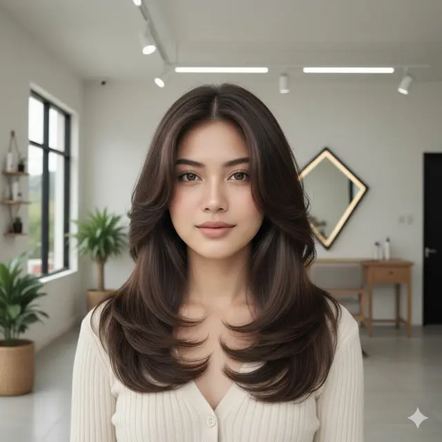 Model Rambut Wanita Panjang Lurus Tipis