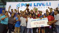 Bhayangkara Samator berhasil menjuarai PGN Livoli 2017 setelah mengalahkan TNI AU dengan skor 3-1 (25-18, 25-19,  17-25, 25-18). (Bola.com/Zulfirdaus Harahap)