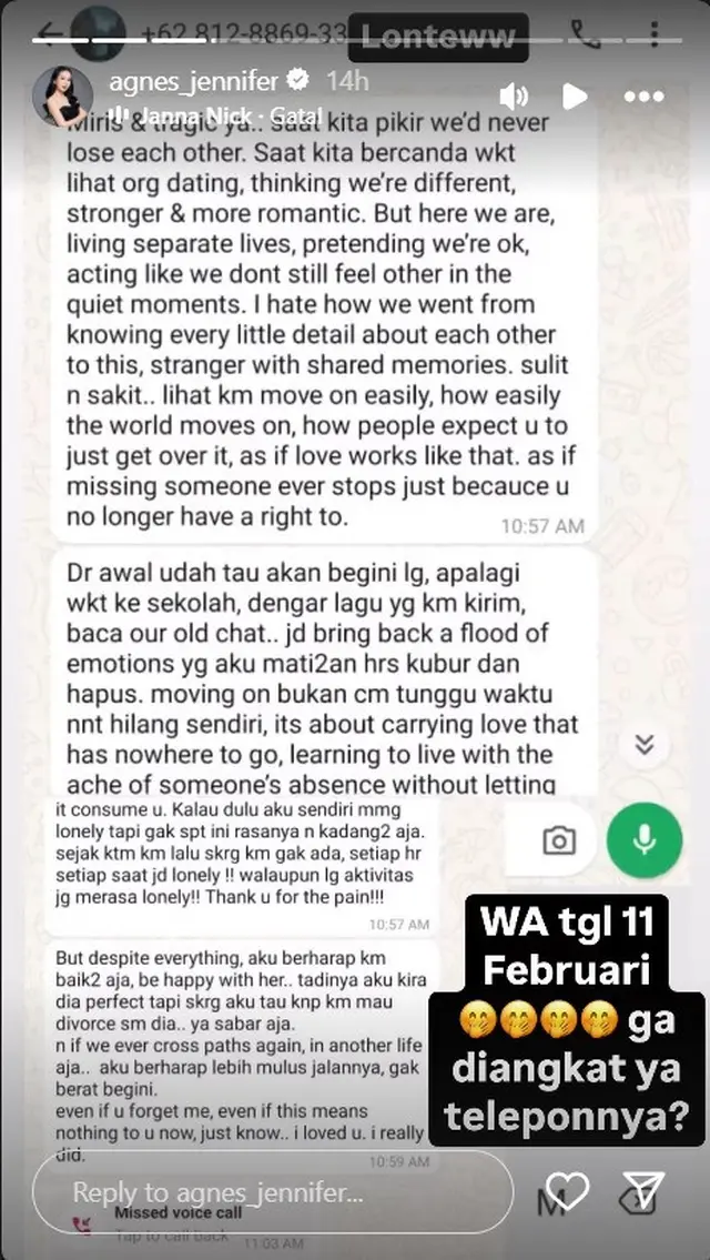 Agnes Jennifer bongkar chat sosok 'Gayung Lope Pink' kukuh dekati suaminya walau sudah diblokir