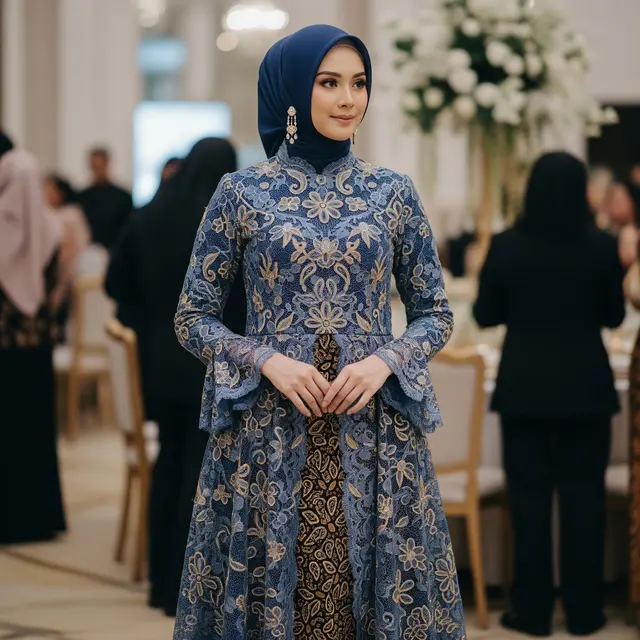 9 Model Gamis Batik Brokat Modern Terbaru 2025 untuk Pesta, Tampil Elegan
