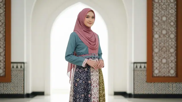 Model Gamis Batik Kombinasi Polos untuk Ibu-Ibu Pengajian Ramadan 2026