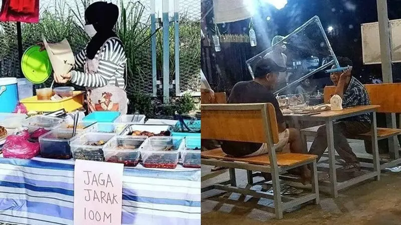 7 Potret Kocak Jaga Jarak di Tempat Makan Ini Bikin Ngakak