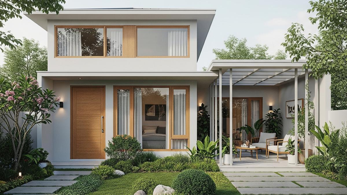 7 Model Rumah 7x10 Meter Minimalis dengan Teras dan Taman Depan Cantik, Estetik dan Instagramable