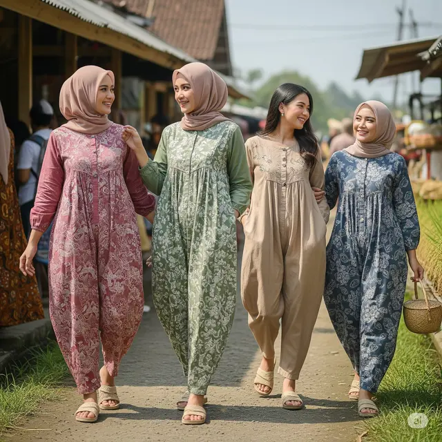 Outfit Ibu-Ibu Desa Modis. Foto: Gemini