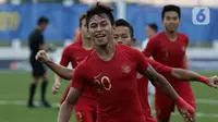 Striker Timnas Indonesia U-22, Osvaldo Haay, merayakan gol yang dicetaknya ke gawang Timnas Laos dalam pertandingan Grup B SEA Games 2019 di Stadion City of Imus Grandstand, Filipina, Kamis (5/12/2019). Indonesia berhasil melaju semifinal setelah mengalahkan Laos 4-0. (Bola.com/M Iqbal Ichsan)