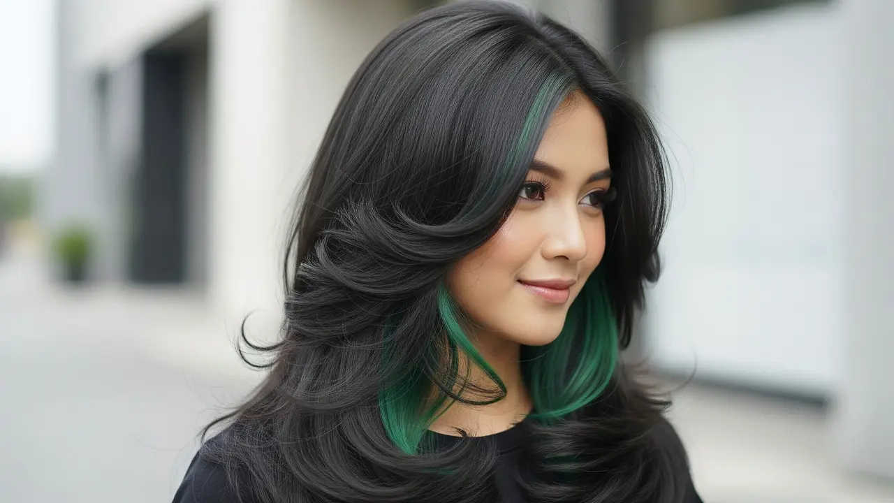 Model Rambut Panjang Peek-a-Boo Layer