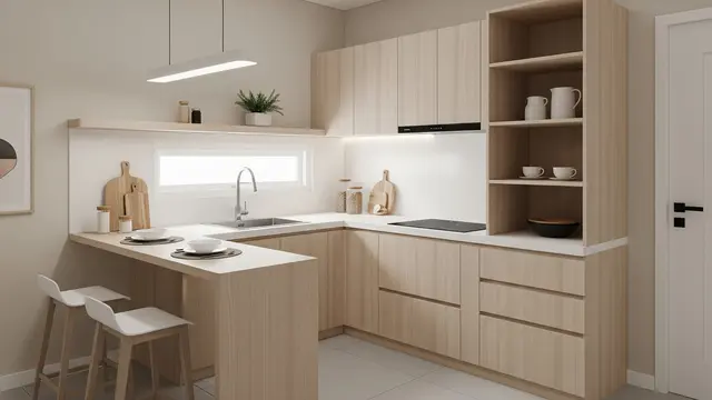 Dapur Minimalis Bar Menyatu dengan Kitchen Set