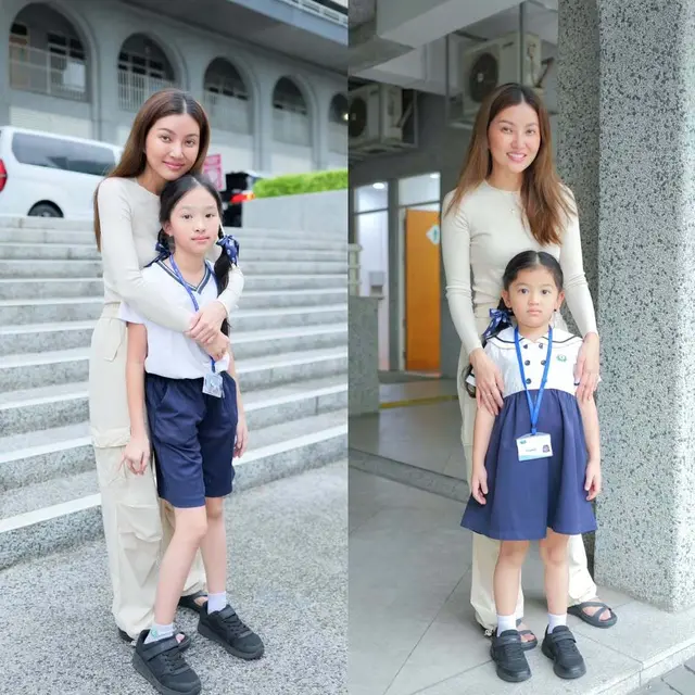 Inspirasi Outfit Antar Anak Sekolah ala Sarwendah