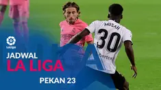 Berita motion grafis jadwal Liga Spanyol pekan ke-23, Real Madrid bertemu Valencia, Minggu (14/2/21)