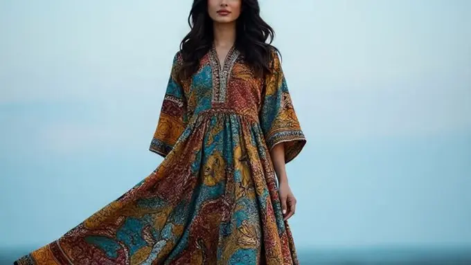 Ilustrasi Maxi Dress Batik (Sumber Gambar: Meta AI)