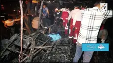 Sebuah truk tangki dan bus hangus terbakar usai keduanya tabrakan. Insiden menelan 11 orang korban jiwa.