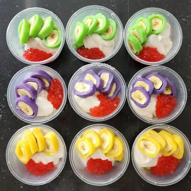 Resep es pisang ijo tiga rasa. (dok. Cookpad @cookingwithhel)