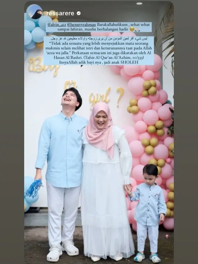 Alvin Faiz dan Henny Rahman Gelar Gender Reveal Party (Foto: Instagram ressarere via hennyyrahman/alvin_411)