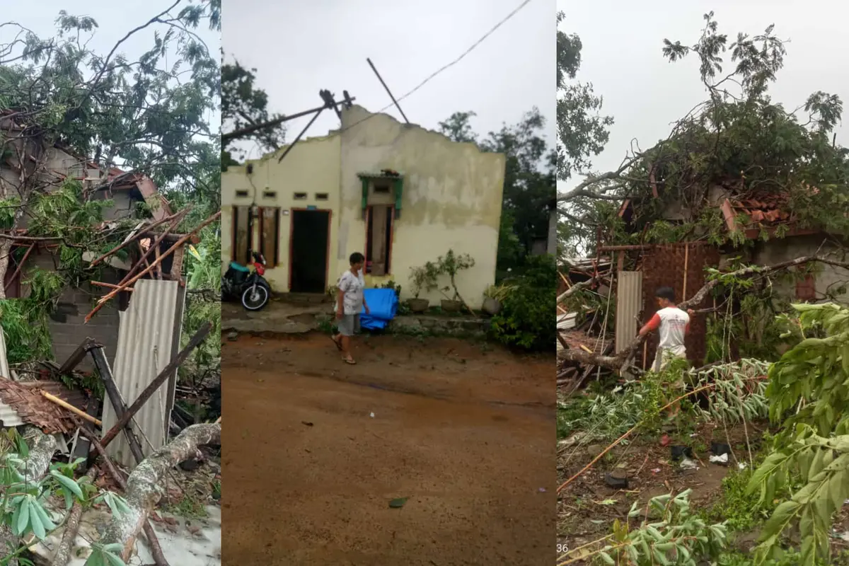 Puluhan rumah warga di Kecamatan Menggala, Kabupaten Tulang Bawang rusak terdampak angin puting beliung. Foto : (Istimewa).