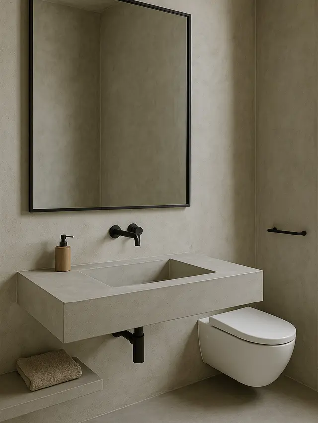 Model Kamar Mandi dengan Dinding Plester Aci Minimalis