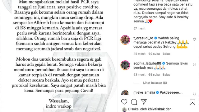 Indro Warkop Umumkan Positif Covid-19: Saya Sangat Patuh Masih Bisa Kena