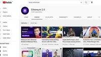 Tampilan saluran YouTube BNPB Indonesia yang telah diganti namanya menjadi Ethereum 2.0 (Liputan6.com/Giovani Dio Prasasti)
