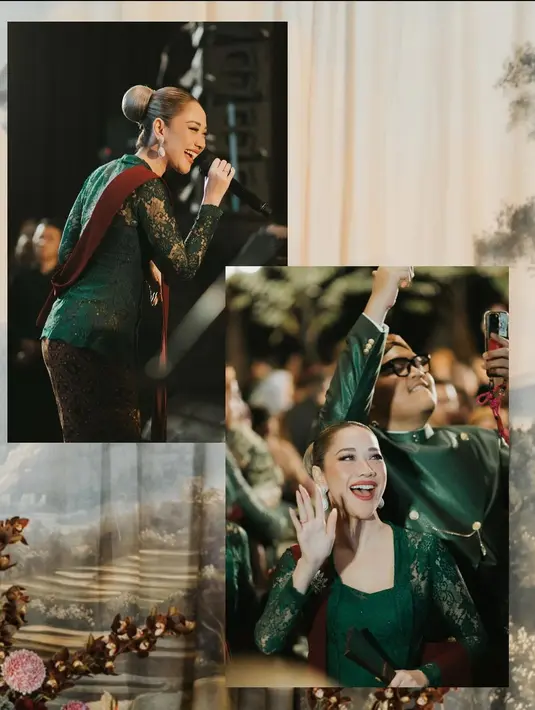 Kebayanya dilengkapi dengan aksen selendang warna merah maroon yang memberi impresi elegan. Tatanan rambut sanggul klasik dan pulasan makeup bold flawless pun menyempurnakan penampilan klasik-nya. [@itsmebcl].