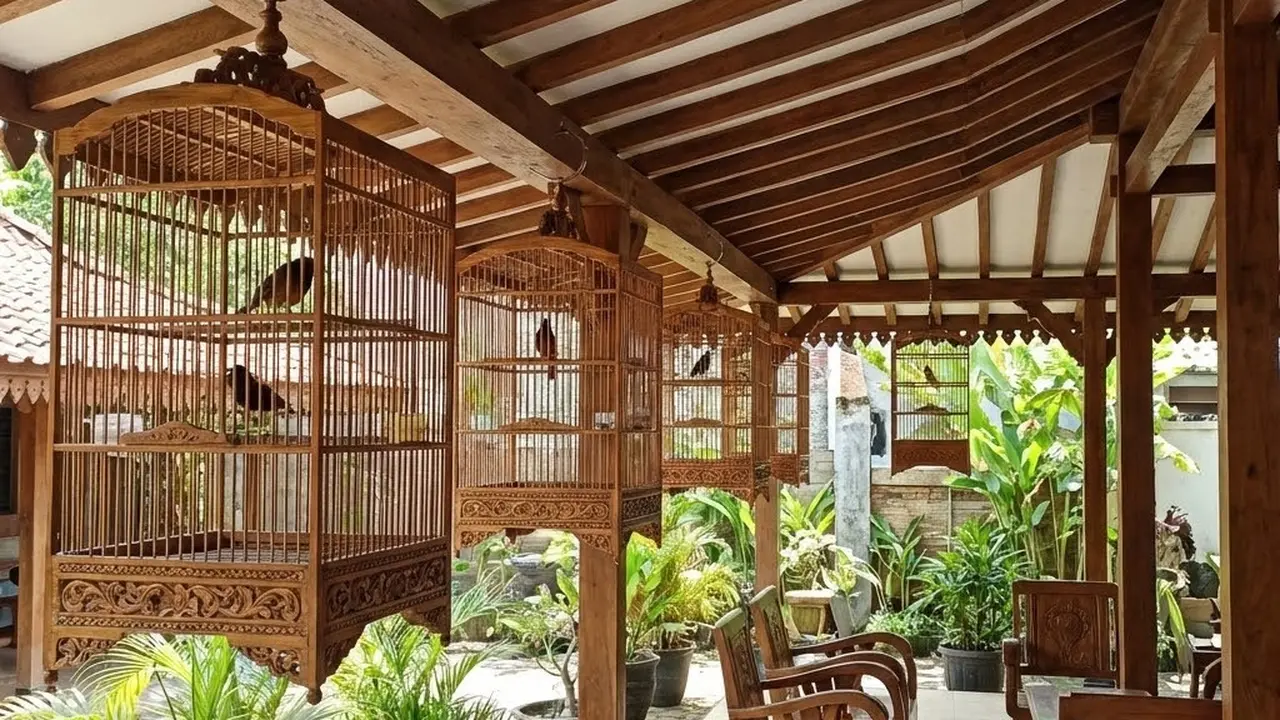 Teras dengan Kandang Burung