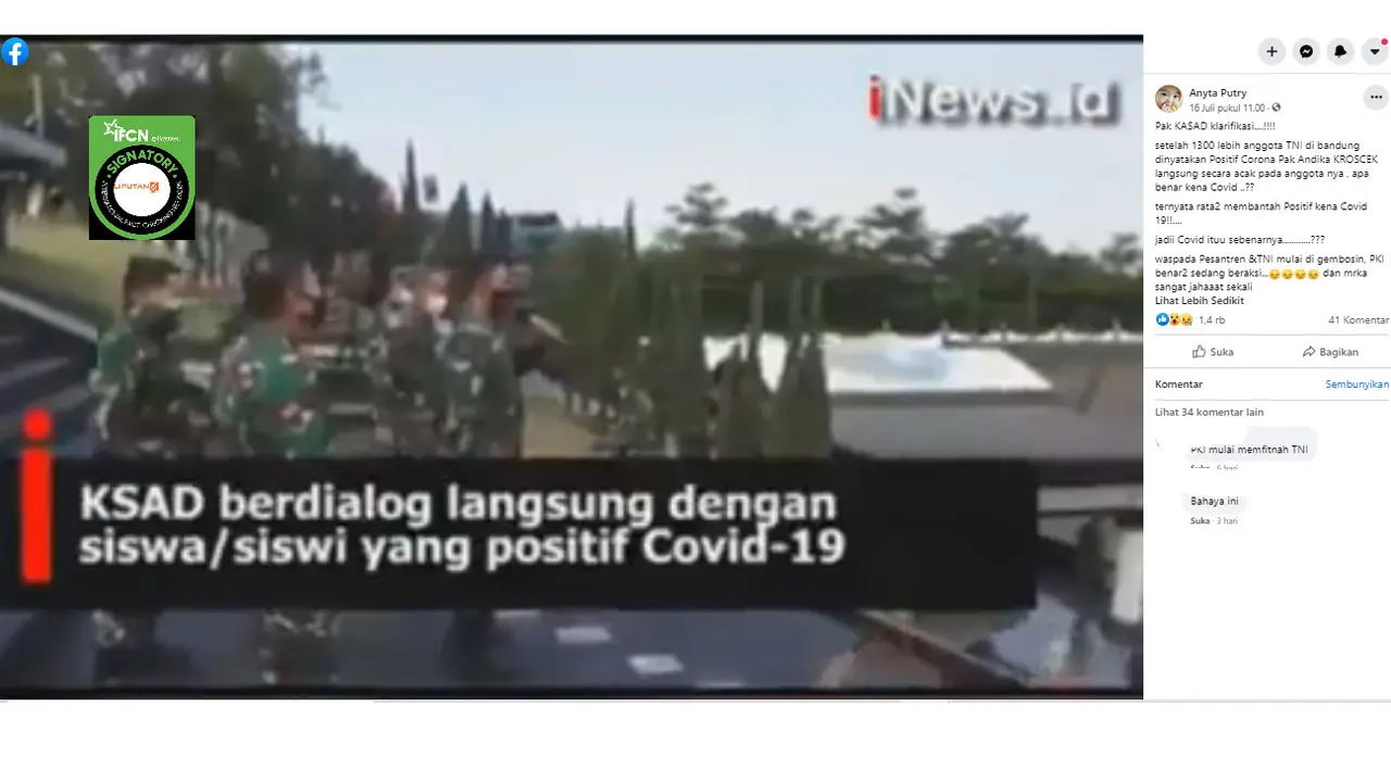 Penelusuran Video Siswa Secapa TNI AD Membatah Positif Covid-19