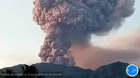 Gunung Dukono di Halmahera Utara mengalami erupsi lagi, Senin (1/1/2024), pukul 06.15 WIT. (Liputan6.com/ Dok Magma ESDM)
