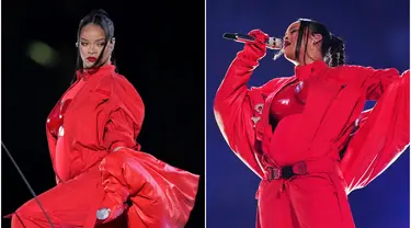 Rihanna tampil pada acara turun minum pertandingan sepak bola NFL Super Bowl 57 antara Kansas City Chiefs dan Philadelphia Eagles di Glendale, Arizona, Amerika Serikat, 12 Februari 2023. (AP Photo/Matt Slocum-&nbsp;AP Photo/Godofredo A. Vasquez)