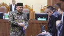Terdakwa kasus dugaan korupsi kuota haji periode 2023-2024 Yaqut Cholil Qoumas usai mengikuti sidang di Pengadilan Tipikor, Jakarta, Selasa, 11 Agustus 2026. (KLY/Arie Basuki)