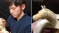 Keisuke Yamada sukses membuat karya seni ukir dari pisang. Ia menghabiskan waktu 30 sampai 60 menit untuk menyelesaikannya. (Foto: En.rocketnews24.com)
