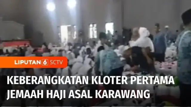 Momen haru mewarnai keberangkatan jemaah haji kloter pertama asal Kabupaten Karawang, Jawa Barat. Sejumlah jemaah haji tidak berhenti menangis saat akan diberangkatkan ke embarkasi Jakarta Bekasi menggunakan bus.
