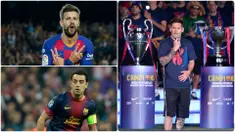 Lionel Messi mejadi pemain yang meraih treble winner atau tiga trofi juara dalam semusim sebanyak dua kali. Selain Messi ada beberapa pemain lainnya yang pernah merasakan hal itu. Berikut Lionel Messi dan 5 pemain yang meraih treble winners dua kali di Barcelona. (kolase foto AFP)