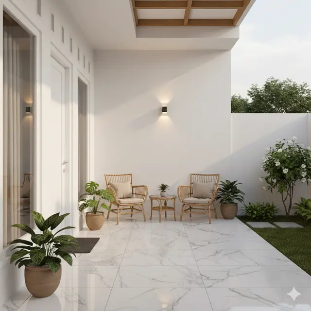 Model lantai teras rumah kecil (Foto: Gemini AI)