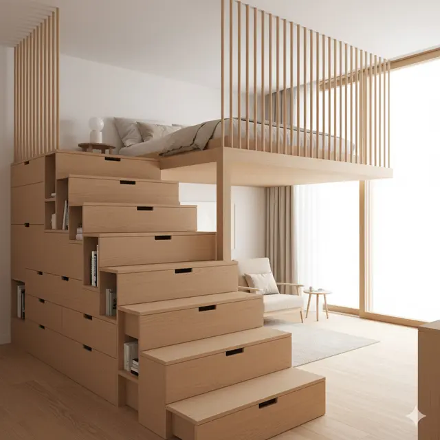 Rumah dengan Kamar Tidur Mezzanine Hemat Ruang. Gemini