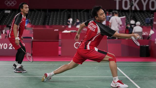 Foto: Hendra Setiawan/Mohammad Ahsan Menutup Hegemoni Tim Bulu Tangkis Indonesia di Hari Pertama Olimpiade Tokyo 2020