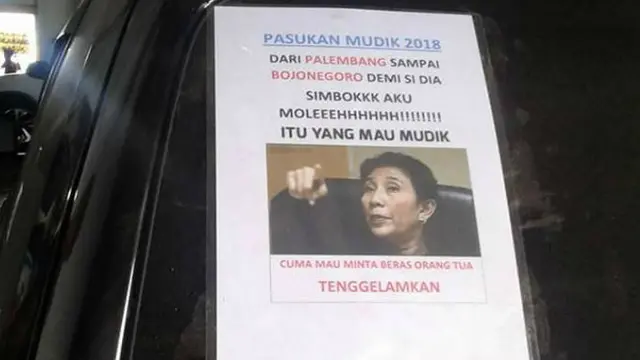 Di momen mudik kali ini, para pemudik menempelkan pesan bertuliskan curahan hatinya.