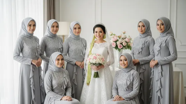 Warna Gamis Bridesmaid yang Paling Aman di Foto Keluarga (Image by Gemini AI)